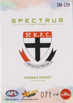 2022 Select AFL Footy Stars - Spectrum #SM-139 Hannah Priest Back